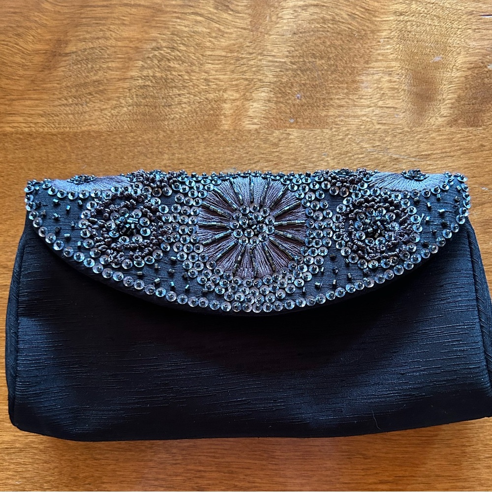 Near new Kate Landry beautiful black bedazzled clutch purse